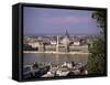 Parliament Building and the River Danube, Budapest, Hungary-John Miller-Framed Stretched Canvas