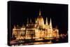 Parliament Building, Danube River Reflection, Budapest, Hungary.-William Perry-Stretched Canvas