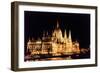 Parliament Building, Danube River Reflection, Budapest, Hungary.-William Perry-Framed Photographic Print