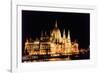 Parliament Building, Danube River Reflection, Budapest, Hungary.-William Perry-Framed Photographic Print