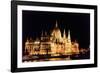 Parliament Building, Danube River Reflection, Budapest, Hungary.-William Perry-Framed Photographic Print