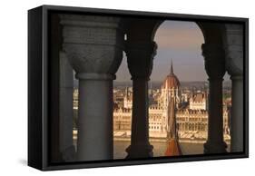 Parliament Building in Budapest-Jon Hicks-Framed Stretched Canvas