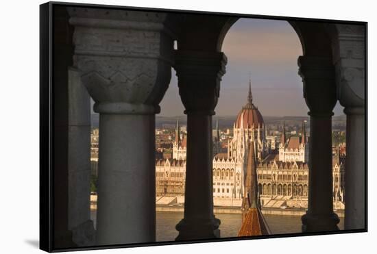 Parliament Building in Budapest-Jon Hicks-Framed Stretched Canvas