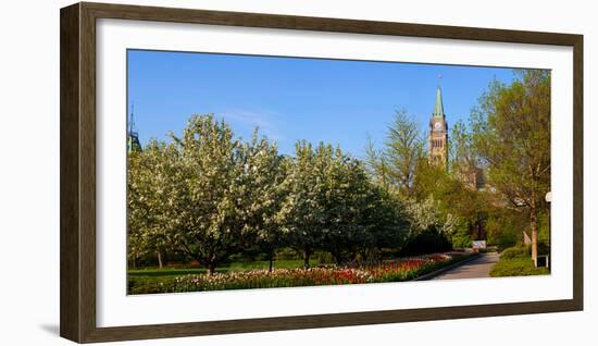 Parliament Building seen from a garden, Parliament Hill, Ottawa, Ontario, Canada-null-Framed Photographic Print