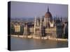 Parliament Buildings and River Danube, Budapest, Hungary, Europe-John Miller-Stretched Canvas