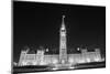 Parliament Hill Building at Night in Black and White in Ottawa, Canada-Songquan Deng-Mounted Photographic Print