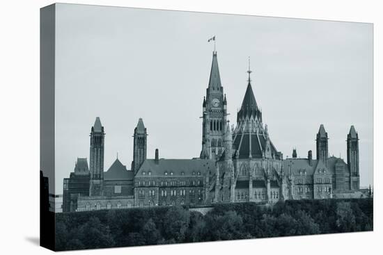 Parliament Hill Building in Black and White in Ottawa, Canada-Songquan Deng-Stretched Canvas