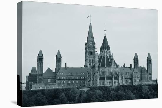 Parliament Hill Building in Black and White in Ottawa, Canada-Songquan Deng-Stretched Canvas