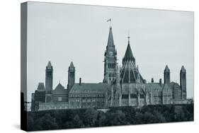 Parliament Hill Building in Black and White in Ottawa, Canada-Songquan Deng-Stretched Canvas