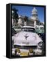 Parliament House and 1950s American Cars, Havana, Cuba, West Indies, Central America-D H Webster-Framed Stretched Canvas