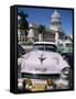 Parliament House and 1950s American Cars, Havana, Cuba, West Indies, Central America-D H Webster-Framed Stretched Canvas