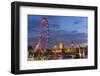 Parliament, London Eye and Jubilee Bridge on River Thames, London, UK-Peter Adams-Framed Photographic Print