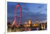 Parliament, London Eye and Jubilee Bridge on River Thames, London, UK-Peter Adams-Framed Premium Photographic Print