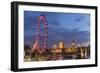 Parliament, London Eye and Jubilee Bridge on River Thames, London, UK-Peter Adams-Framed Photographic Print