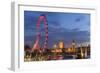 Parliament, London Eye and Jubilee Bridge on River Thames, London, UK-Peter Adams-Framed Photographic Print