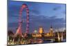Parliament, London Eye and Jubilee Bridge on River Thames, London, UK-Peter Adams-Mounted Photographic Print