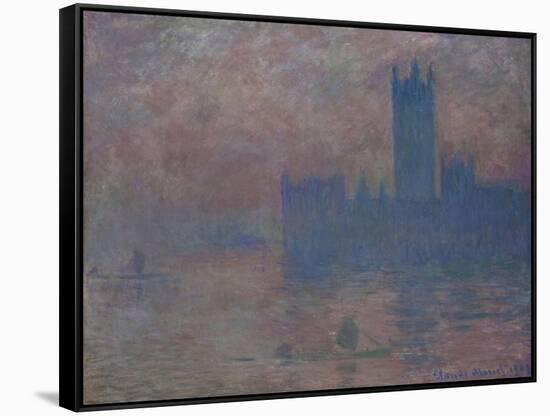 Parliament. London-Claude Monet-Framed Stretched Canvas