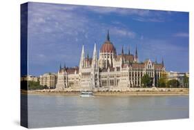 Parliament on the Banks of the River Danube, Budapest, Hungary, Europe-Michael Runkel-Stretched Canvas