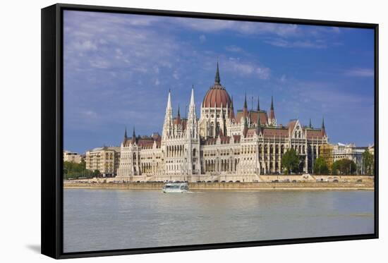 Parliament on the Banks of the River Danube, Budapest, Hungary, Europe-Michael Runkel-Framed Stretched Canvas