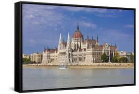 Parliament on the Banks of the River Danube, Budapest, Hungary, Europe-Michael Runkel-Framed Stretched Canvas