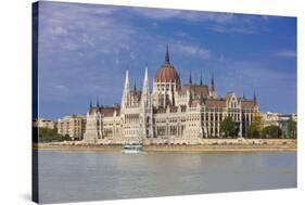 Parliament on the Banks of the River Danube, Budapest, Hungary, Europe-Michael Runkel-Stretched Canvas