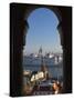 Parliament (Orszaghaz) and River Danube Through Arches of Fishermen's Bastion (Halaszbastya), UNESC-Stuart Black-Stretched Canvas