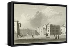 Parliament Square in Dublin-William Henry Bartlett-Framed Stretched Canvas