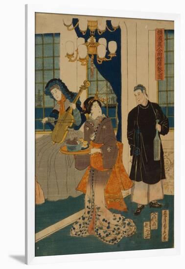 Parlour of a Foreign Mercantile House in Yokohama, 1861-Utagawa Sadahide-Framed Giclee Print