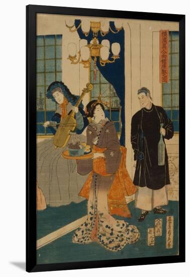 Parlour of a Foreign Mercantile House in Yokohama, 1861-Utagawa Sadahide-Framed Giclee Print