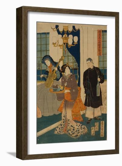 Parlour of a Foreign Mercantile House in Yokohama, 1861-Utagawa Sadahide-Framed Giclee Print