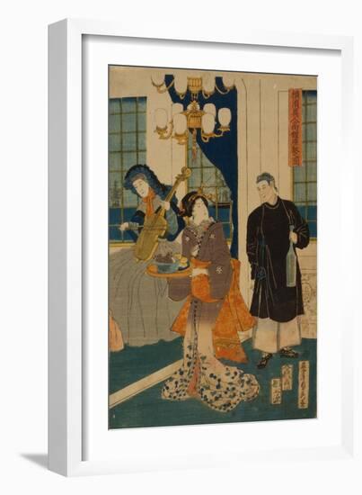 Parlour of a Foreign Mercantile House in Yokohama, 1861-Utagawa Sadahide-Framed Giclee Print