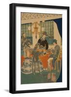 Parlour of a Foreign Mercantile House in Yokohama (Yokohama Ijin Sho?Kan Zashiki No Zu)-Sadahide Utagawa-Framed Art Print