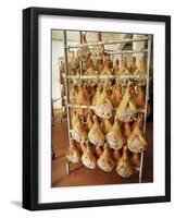 Parma Hams on Curing Racks, Near Pavullo, Emilia-Romagna, Italy-Ian Griffiths-Framed Photographic Print