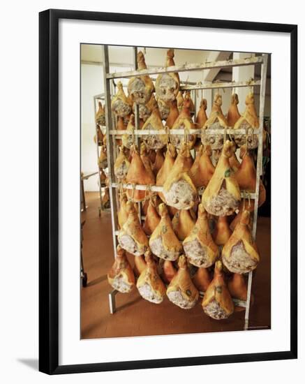 Parma Hams on Curing Racks, Near Pavullo, Emilia-Romagna, Italy-Ian Griffiths-Framed Photographic Print