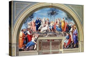 Parnassus and the Disputa, Stanza Della Segnatura, Print by Giovanni Volpato and Raphael Morghen-Raphael-Stretched Canvas