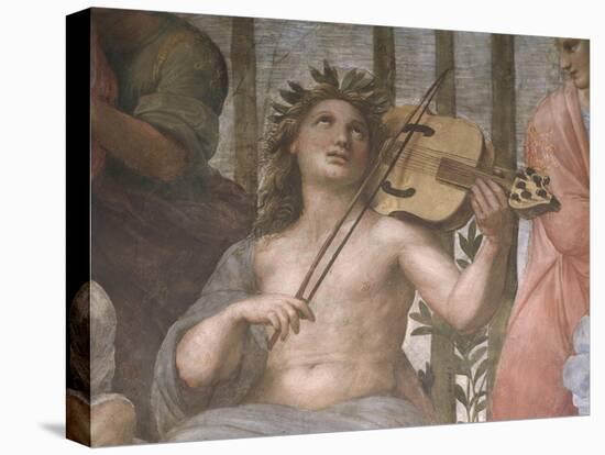 Parnassus, Detail of Apollo Playing a Viola Da Braccio, from the Stanza Della Segnatura, 1511-Raphael-Stretched Canvas