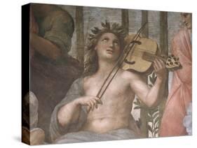 Parnassus, Detail of Apollo Playing a Viola Da Braccio, from the Stanza Della Segnatura, 1511-Raphael-Stretched Canvas