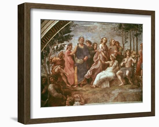 Parnassus (Homer, Dante and Virgil)-Raphael-Framed Giclee Print