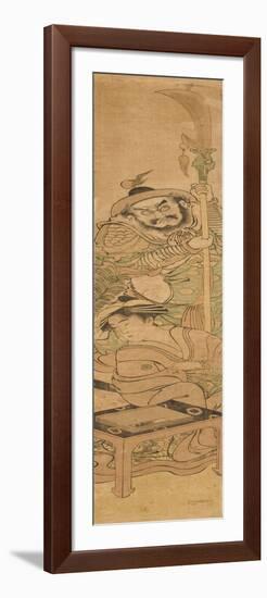 Parody Showing a Beauty in the Place of Guan Yu with His Attendant, C.1790-Katsukawa Shuncho-Framed Giclee Print