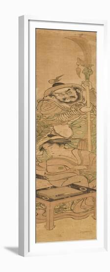 Parody Showing a Beauty in the Place of Guan Yu with His Attendant, C.1790-Katsukawa Shuncho-Framed Premium Giclee Print