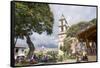 Paroquia de San Francisco de Assisi church and town square, Valle de Bravo, Mexico, North America-Peter Groenendijk-Framed Stretched Canvas