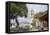 Paroquia de San Francisco de Assisi church and town square, Valle de Bravo, Mexico, North America-Peter Groenendijk-Framed Stretched Canvas