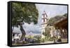 Paroquia de San Francisco de Assisi church and town square, Valle de Bravo, Mexico, North America-Peter Groenendijk-Framed Stretched Canvas