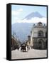 Parque Central, Plaza, with the Volcano Vulcan Agua Behind, Antigua, Guatemala-Wendy Connett-Framed Stretched Canvas