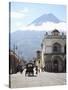 Parque Central, Plaza, with the Volcano Vulcan Agua Behind, Antigua, Guatemala-Wendy Connett-Stretched Canvas