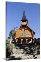 Parroquia San Eduardo, Puerto Panuelo, near Bariloche, Nahuel Huapi National Park, Lake District, A-Stuart Black-Stretched Canvas