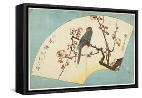 Parrot on a Flowering Plum, Mid 19th Century-Utagawa Hiroshige-Framed Stretched Canvas