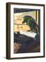 Parrot on Typewriter-null-Framed Art Print