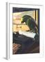 Parrot on Typewriter-null-Framed Art Print