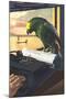 Parrot on Typewriter-null-Mounted Art Print